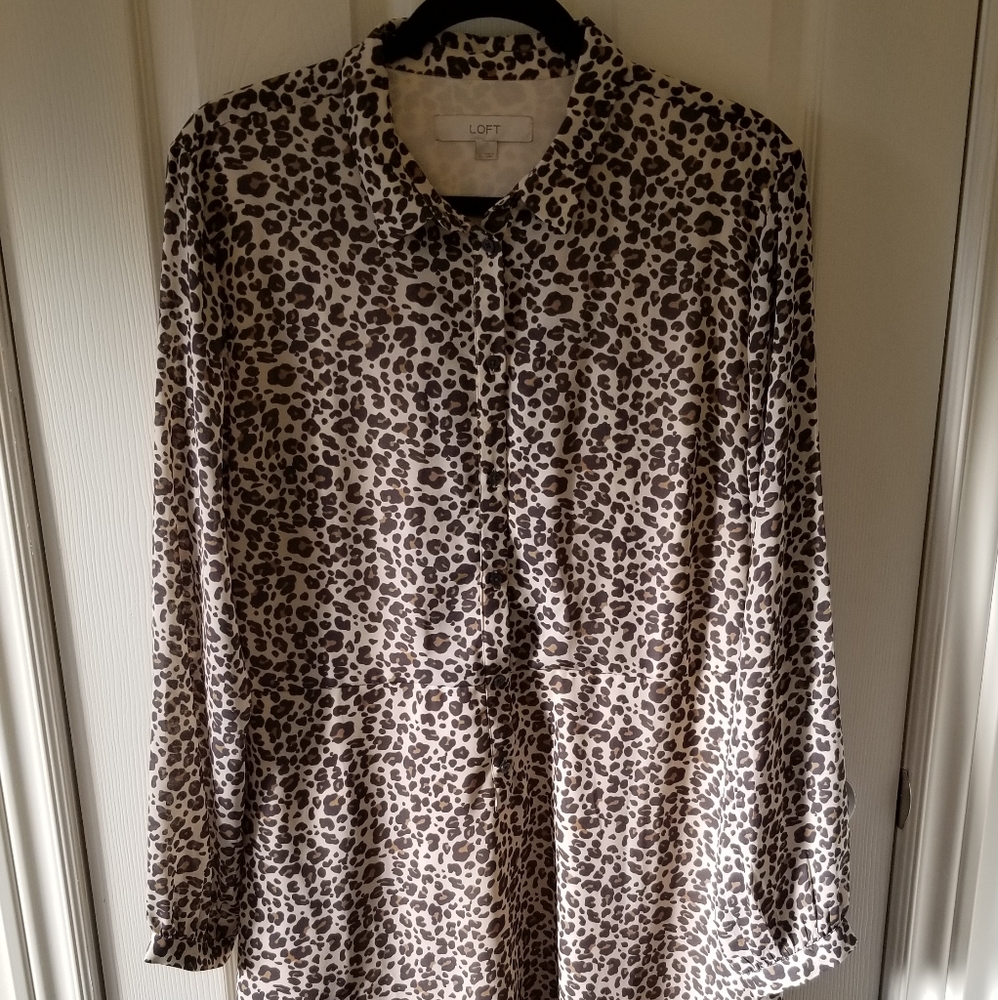 LOFT leopard print fit and flare dress